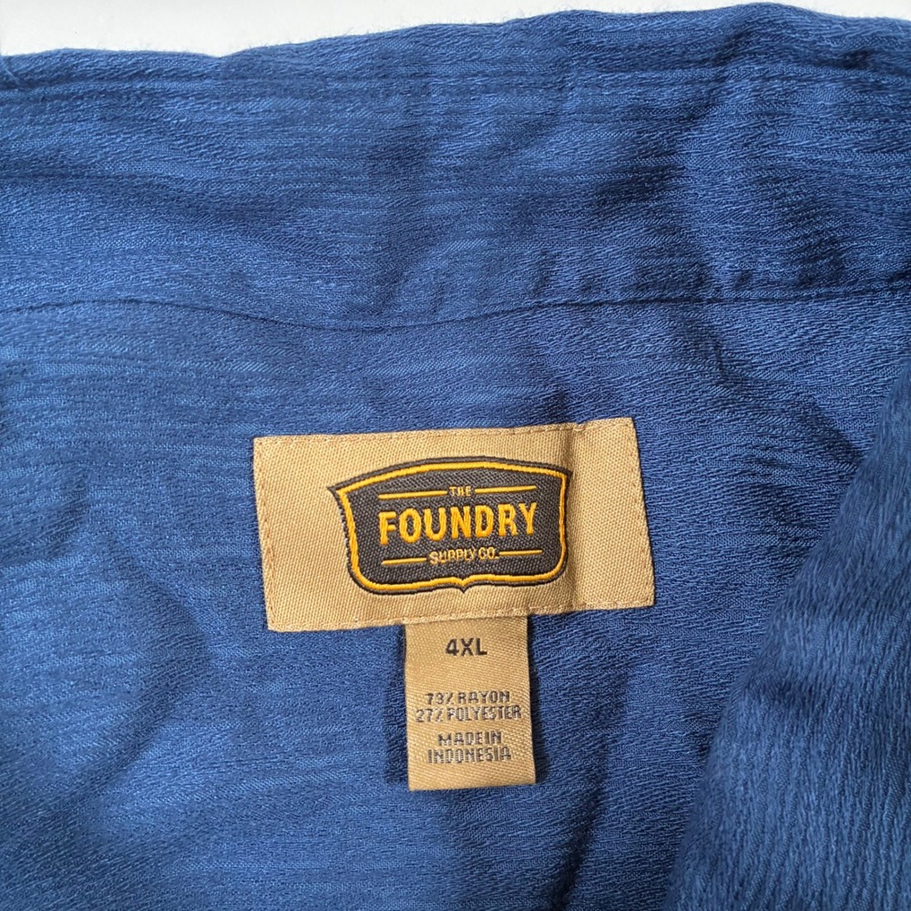 LOT of 2 Foundry Button Up Camp Shirts 4XL Blue Teal 2 Pack Rayon Blend - Picture 8 of 10